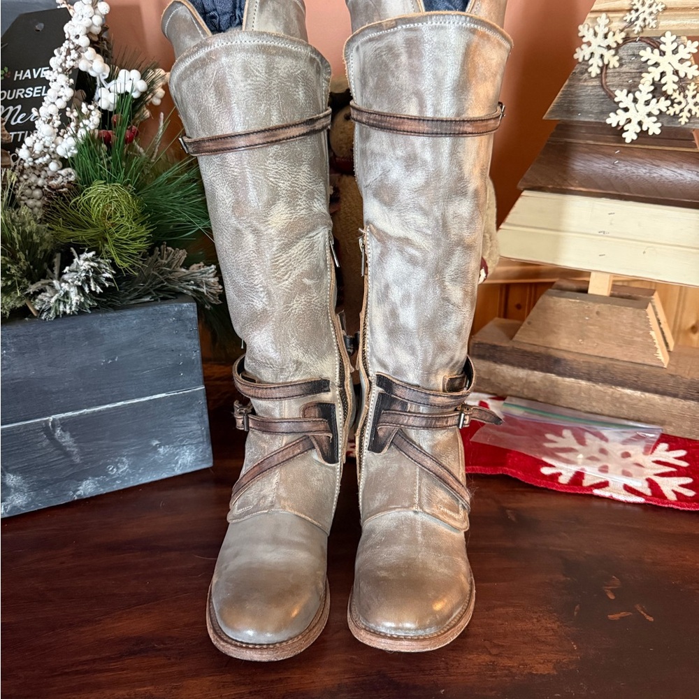 Freebird by Steven Gia- Gray Leather Heeled Boots